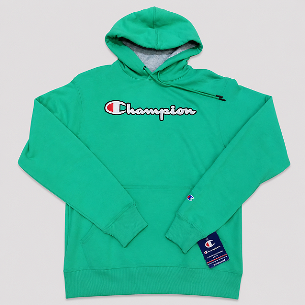 Moletom Champion Script Embroidery Fleece Pullover Hoodie Green