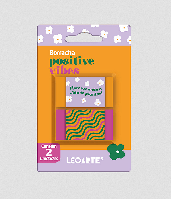 Kit 2 Borrachas Escolares Positive Vibes Colorida Com Frase