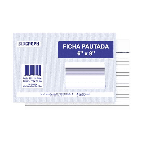 Ficha Pautada Para Anotações e Resumos 6x9 100 Folhas