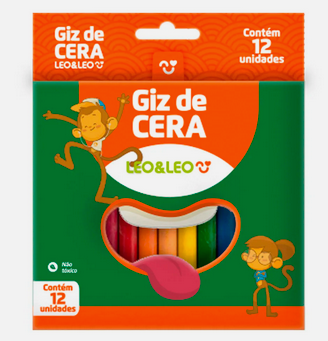 Kit Giz de Cera 12 Cores Fino Caixa 12 Unidades Coloridas