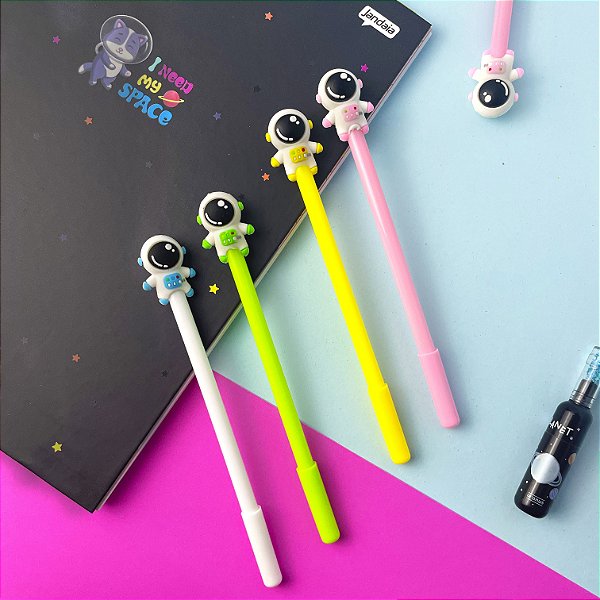 Caneta Fofa Gel Astronauta 0.5 mm Preta