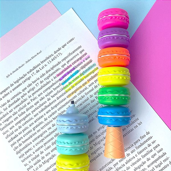Kit 6 Marca Texto Macarron Sorvete Pastel e Neon