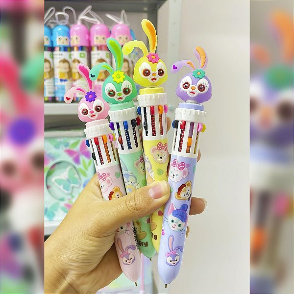 Caneta Fofa 10 Cores Coelhinho