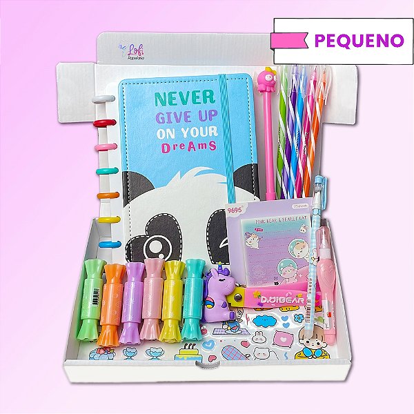 Kit Studies Kawaii Caderno de Disco 17 itens Tamanho P