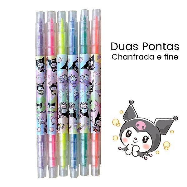 Marca Texto Duas Pontas Kuromi 6 Cores Sanrio