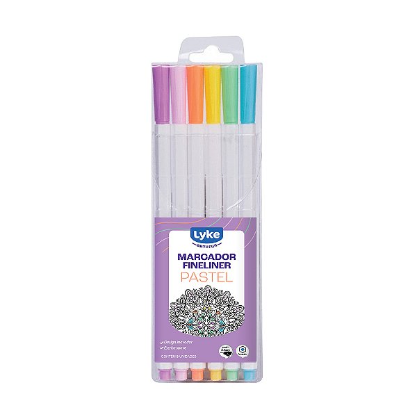 Caneta Fineliner Pastel 6 Cores 0.4 mm LYKE