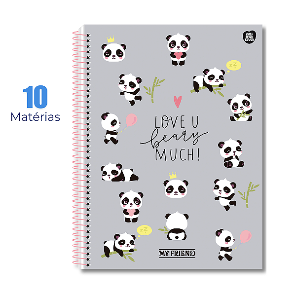 Caderno 10 Matérias Univesitário 160 Folhas My Friend Love U Heary Much