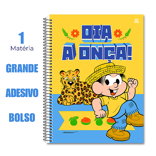 Caderno Universtiário 1 Matéria 80 Folhas Chico Bento Onça