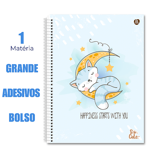 Caderno Universitário 80 Folhas So Cute Gato