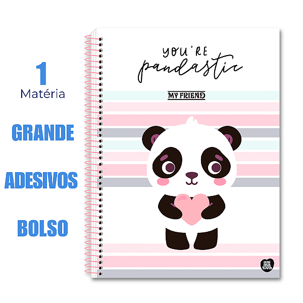 Caderno Universitário 80 Folhas My Friend Pandastic