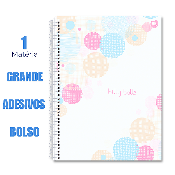 Caderno Universitário 80 Folhas Billy Balls Bolas Xadrez