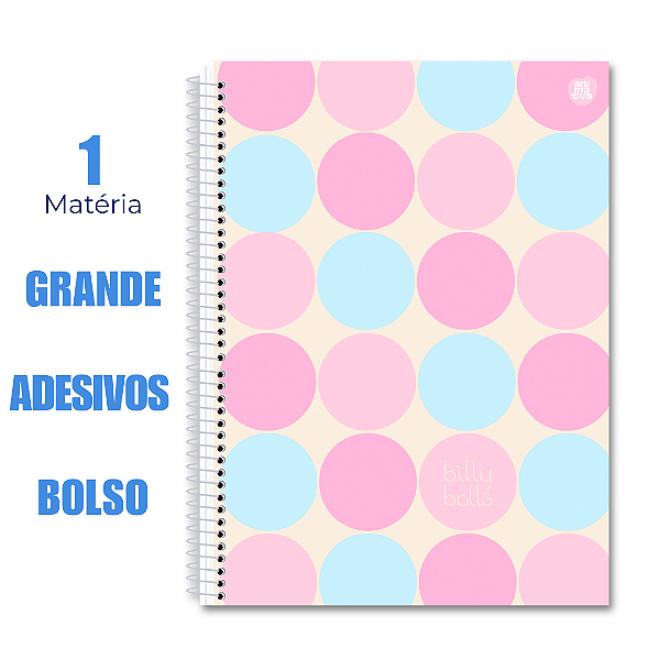 Caderno Universitário 80 Folhas Billy Balls Filas de Bolas