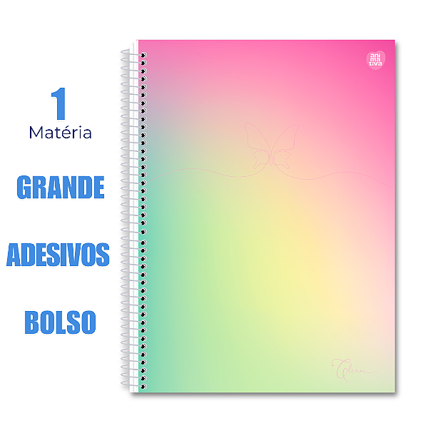 Caderno Universitário 80 Folhas Clean Borboleta