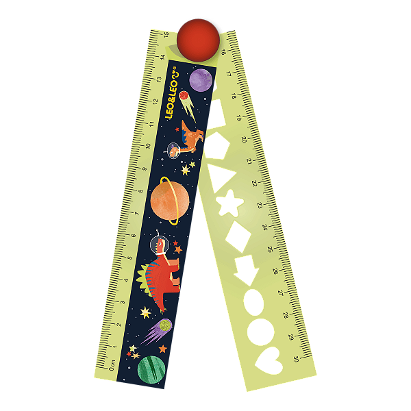 Régua de Plástico Dobrável Dino 30 CM e 15 CM