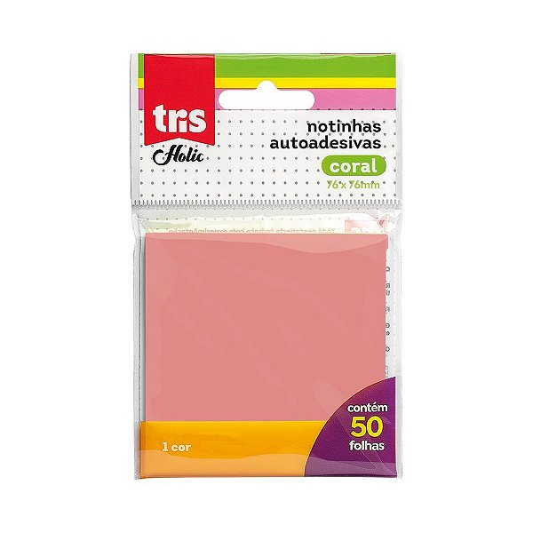 Bloco Adesivo Tris Holic Coral 76 x 76 mm 50 Folhas