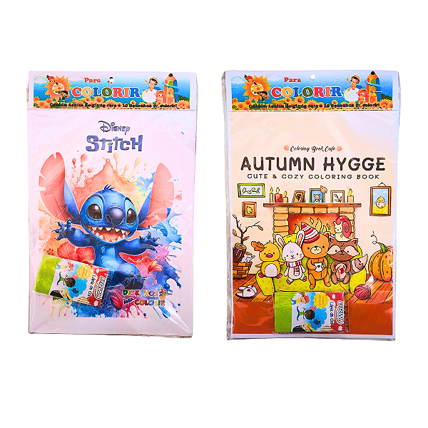 Folhas de Colorir e Mini Lápis de Cor Stitch Bobbie Goods