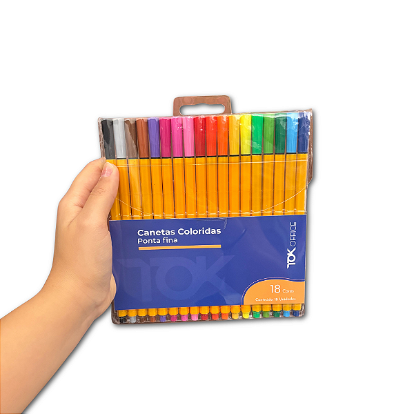 Conjunto 18 Canetas Fineliner Tok Office Ponta 0.4 mm