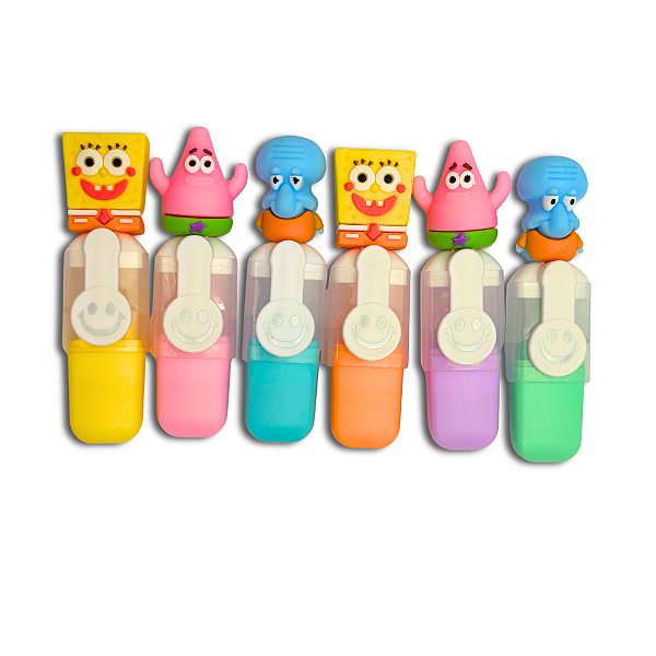 Conjunto 6 Marca Textos Fofos Bonequinho Turma do Bob Esponja
