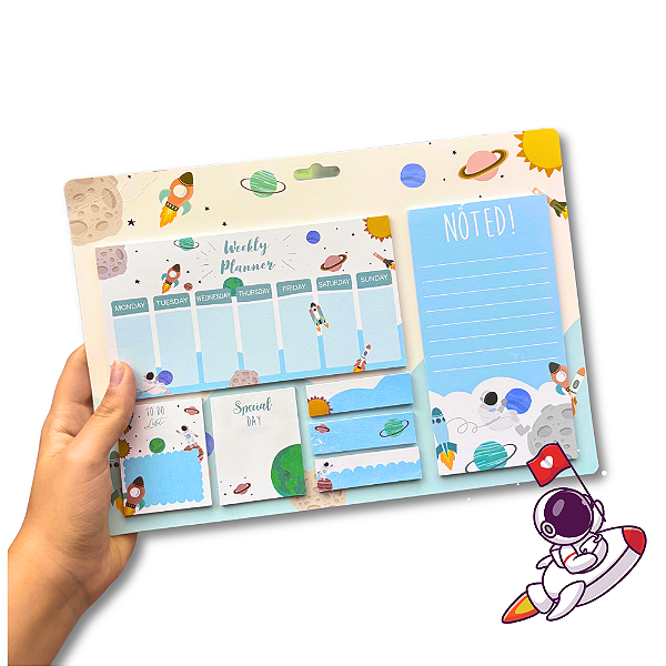 Conjunto Bloco Planner Astronauta 7 Blocos