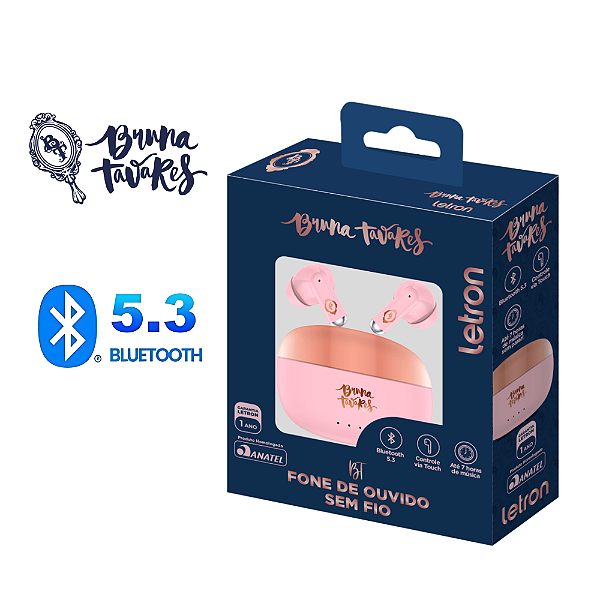 Fone Sem Fio Bruna Tavares Earbuds com Case Bluetooth 5.3