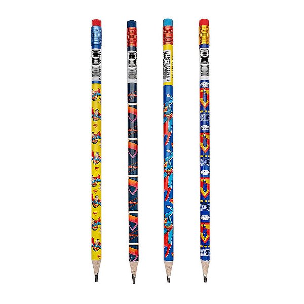 Lápis Grafite Resina HB Superman Redondo Com Borracha Modelos Sortidos