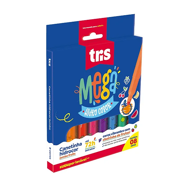 Conjunto 8 Hidrocor Jumbo Ponta Cônica Perfumada Fruits