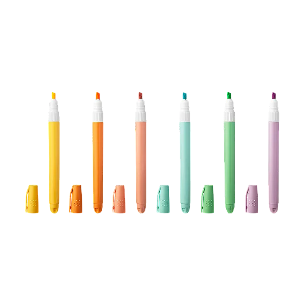 Marca Texto Pastel Slim Bazze 6 Cores
