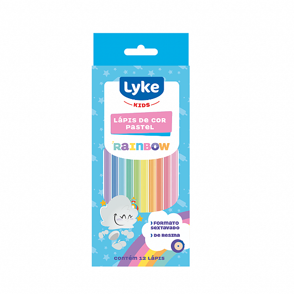 Conjunto 12 Lápis de Cor Rainbow Sextavado Pastel Lyke