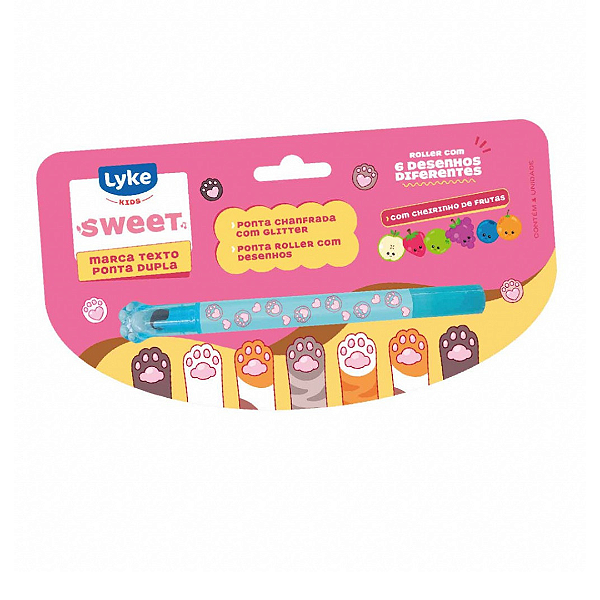 Marca Texto Duas Pontas Roller e Glitter com Cheirinho de Frutas 6 Modelos