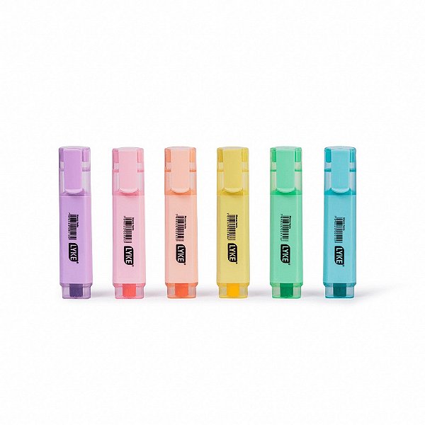 Conjunto 6 cores Marca Texto Pastel Grande Lyke