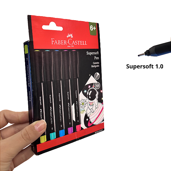 Caneta Supersoft Pen 1.0mm Ponta Porosa 5 cores Faber-Castell