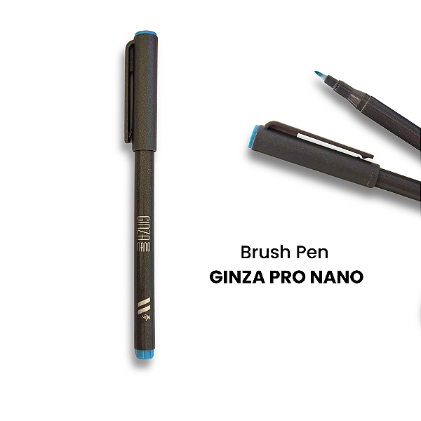 Brush Pen Ginza NANO Blue Ice Ponta Pequena