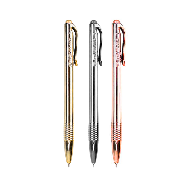 Caneta Click Sensations Metallic 0.7mm Prata Rosê e Dourada