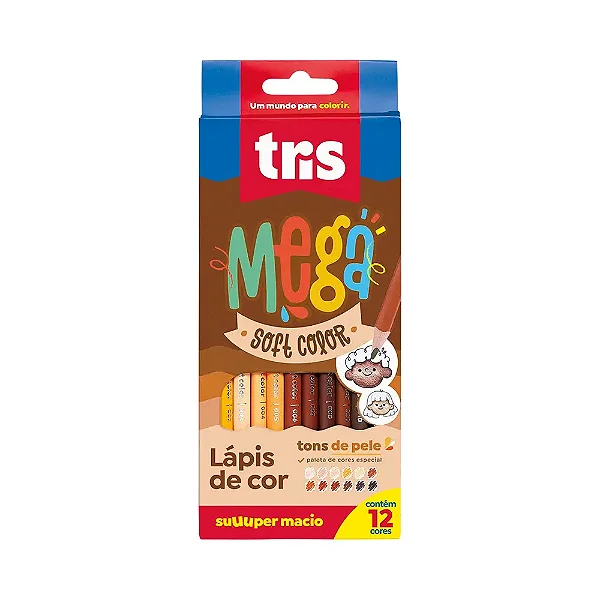Conjunto 12 Lápis de Cor Tons de Pele MEGA Softcolor