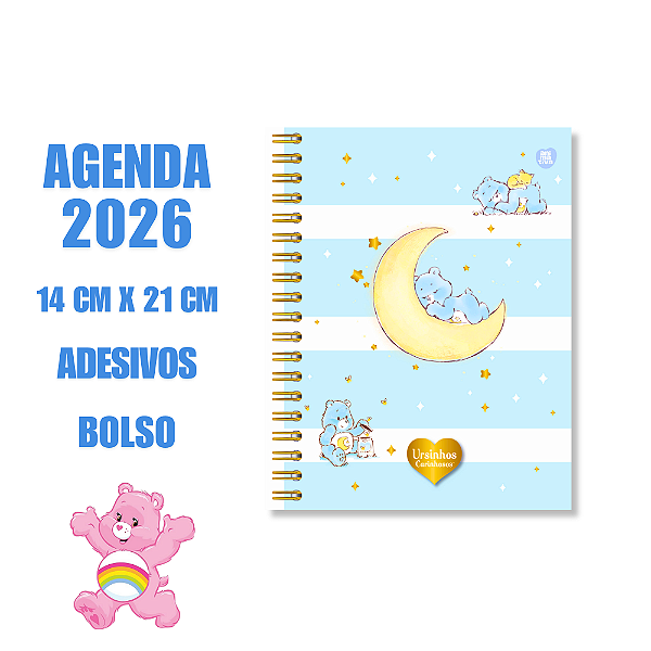 Agenda Anual 2026 Ursinho Carinhosos Listras Azuis