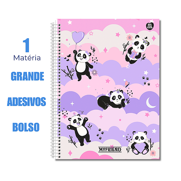 Caderno Universitário 1 Matéria 80 Folhas My Friend Nuvens