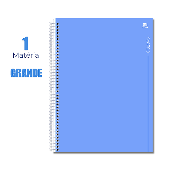 Caderno Universitário 1 Matéria 80 Folhas Colors Azul Animativa