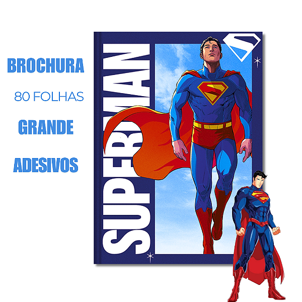 Caderno Brochura Grande 80 Folhas Superman Retangulo