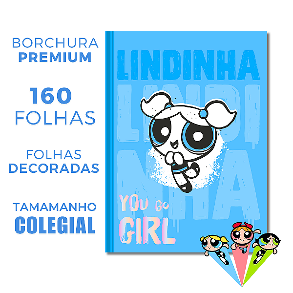Caderno Brochura 160 Folhas Colegial Meninas Super Poderosas Lindinha