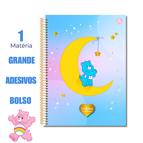 Caderno Universitário 1 Matéria Ursinhos Carinhosos Lua