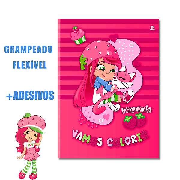 Caderno de Colorir 8 Folhas Moranguinho com Adesivos
