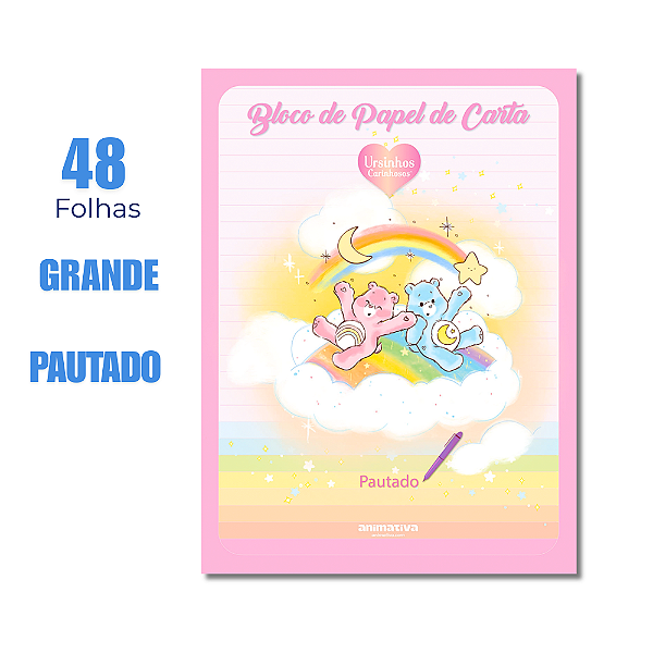 Bloco de Cartas Pautado 48 Folhas Ursinhos Carinhosos