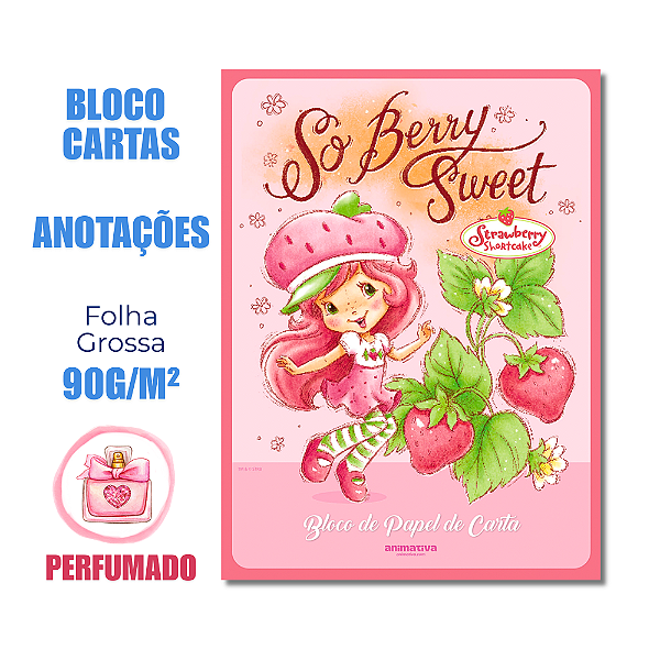 Bloco de Cartas de Papel Moranguinho 48 Folhas Decoradas