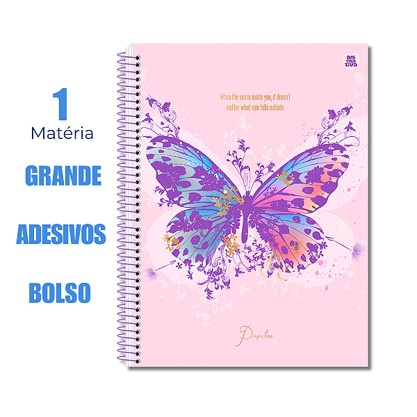 Caderno Universitário 1 Matéria Papilo Borboleta When The Sun