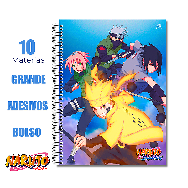 Caderno Universitário 10 Matéria Naruto Shippuden Time 7