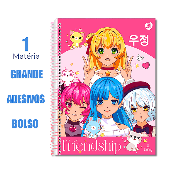 Caderno Universitário 1 Matéria Sarang Otaku Anime Frindship