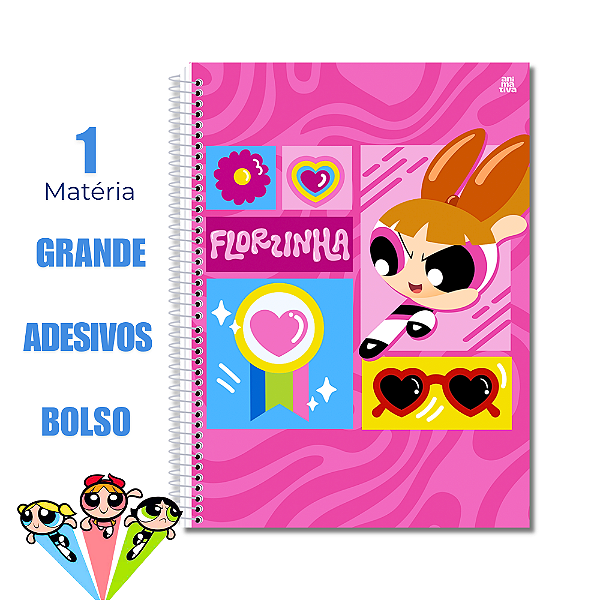 Caderno Universitário 1 Matéria Meninas Super Poderosas Florzinha