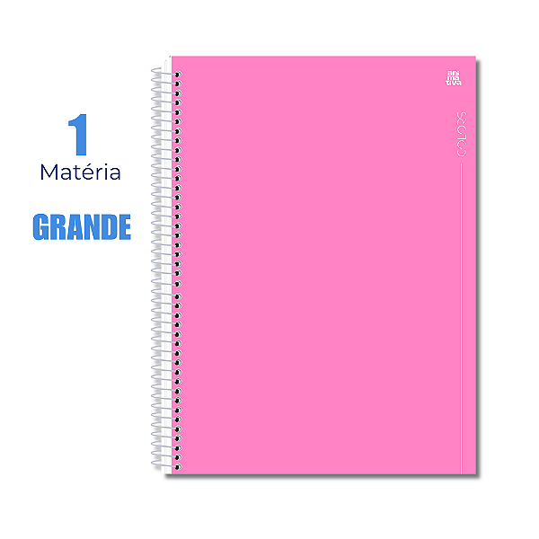 Caderno Universitário 1 Matéria 80 Folhas Colors Rosa Animativa