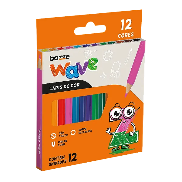 Conjunto Mini Lápis de Cor Bazze 12 Cores