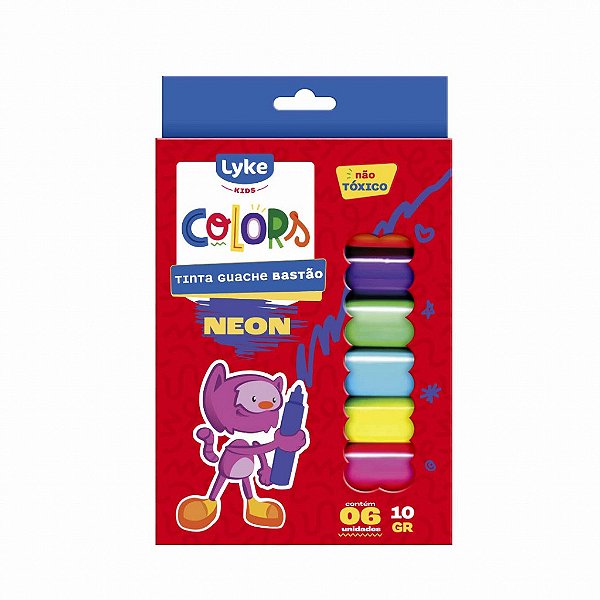 Conjunto 6 Tinta Guache Bastão Cores Neon 60 Gramas
